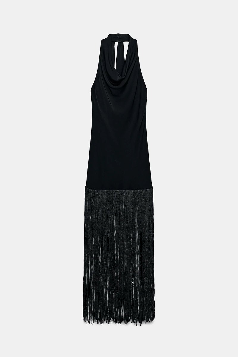 ZW COLLECTION FRINGED HALTER DRESS