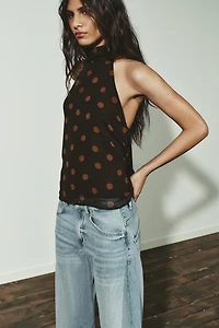 GEORGETTE HALTER TOP WITH DOTS