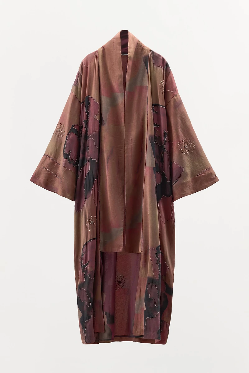 LIMITED EDITION BEADED PRINT KIMONO