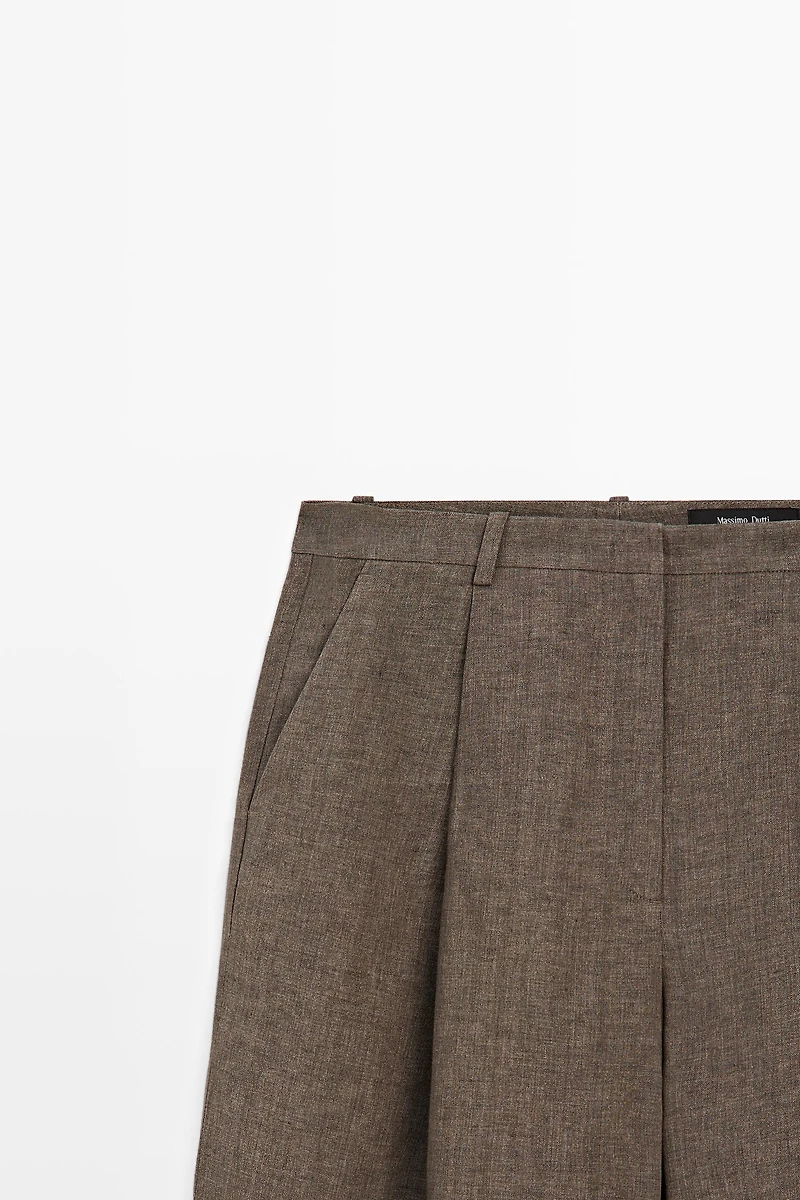 Linen melange darted trousers