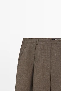 Linen melange darted trousers