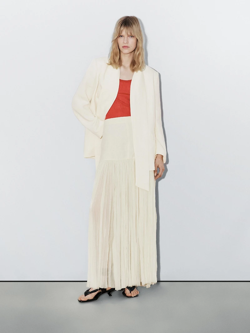 Long silk blend skirt with corset belt - Studio
