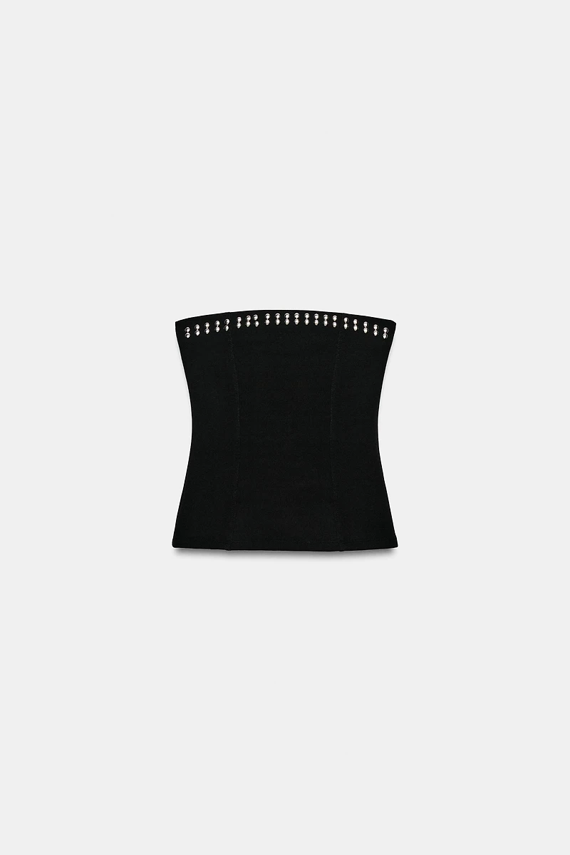 STUDDED STRETCH BANDEAU TOP