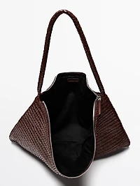 Grand sac satchel tressé en cuir nappa