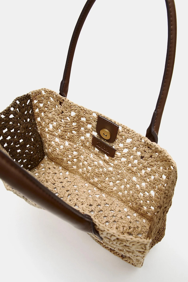 WOVEN EFFECT SHOPPER BAG