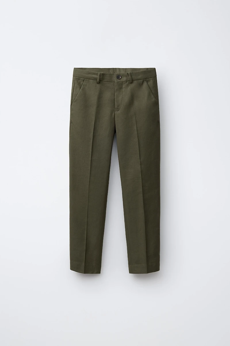 COTTON LINEN BLEND SUIT PANTS