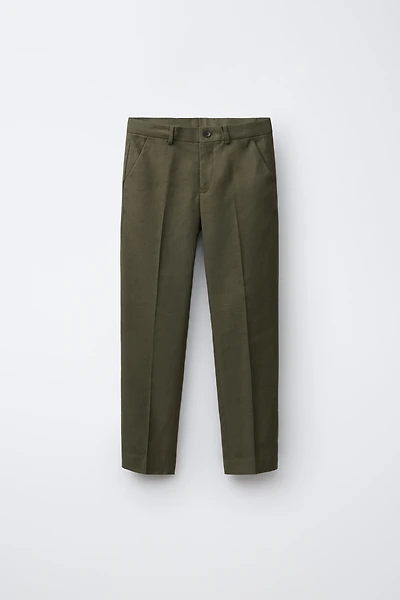 COTTON LINEN BLEND SUIT PANTS