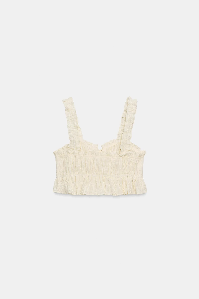 RUFFLED TEXTURED CROP TOP