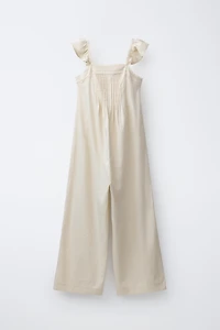 LONG LACE TRIM JUMPSUIT WITH LINEN