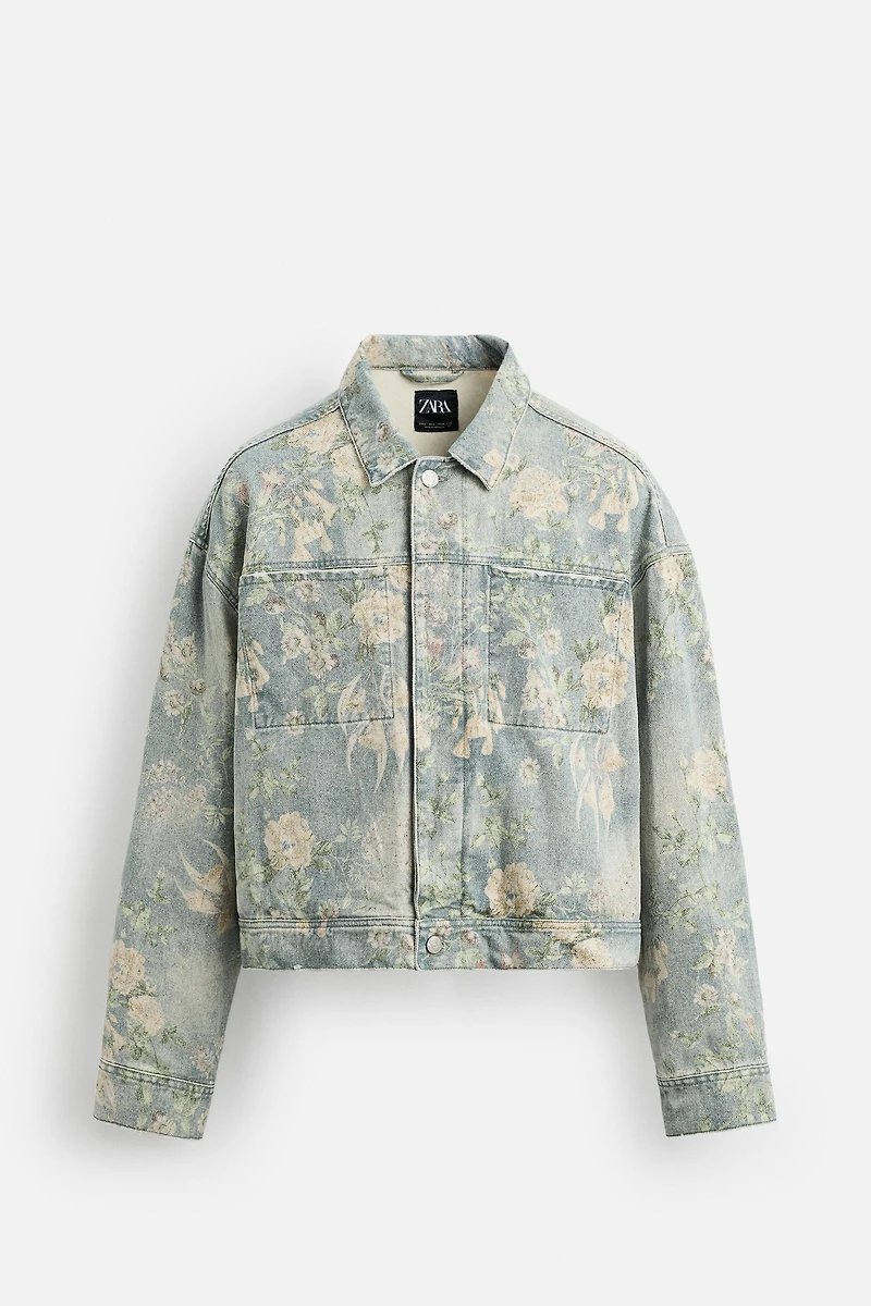 FLORAL PRINT DENIM JACKET