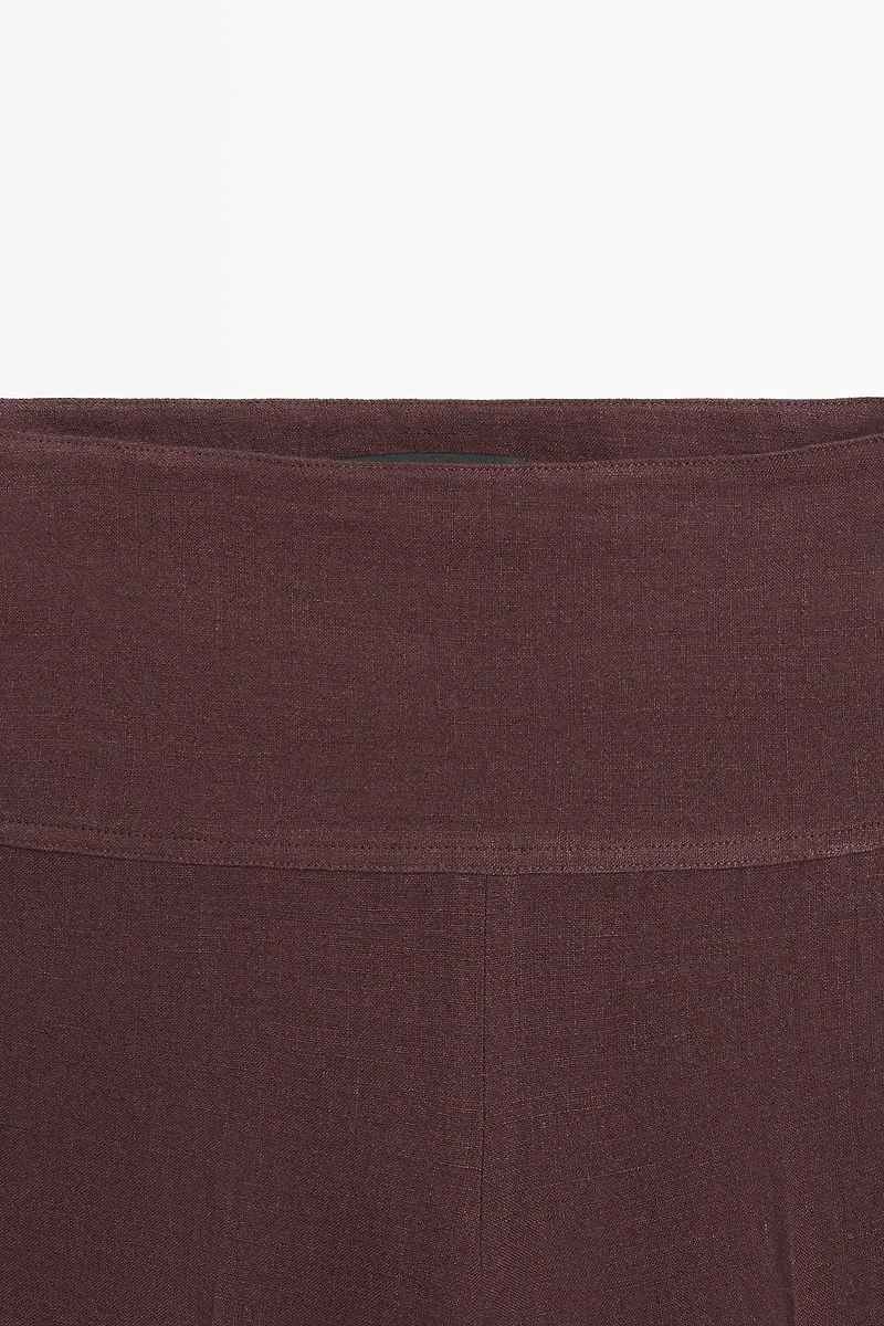 100% linen mid-waist flared pants