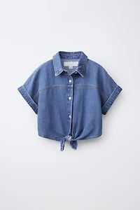 KNOTTED DENIM SHIRT