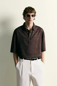 LINEN COTTON BLEND POLO SHIRT