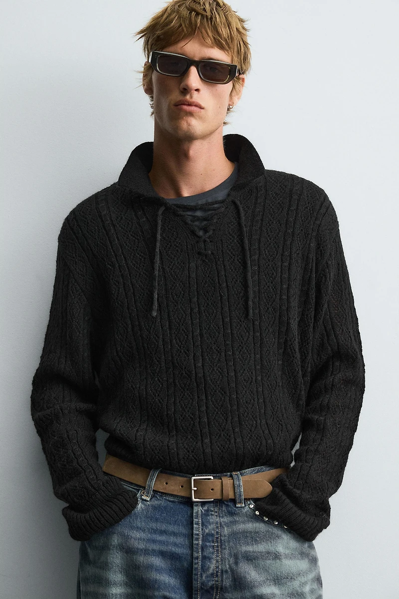 TEXTURED CORD KNIT POLO SHIRT