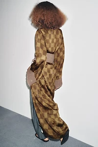 CHECK PRINT CUMMERBUND DRESS