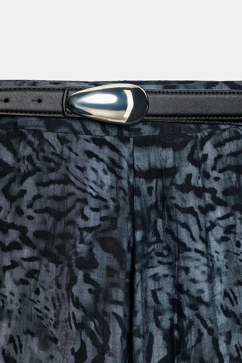 PRINTED MIDI SKIRT WITH BELT