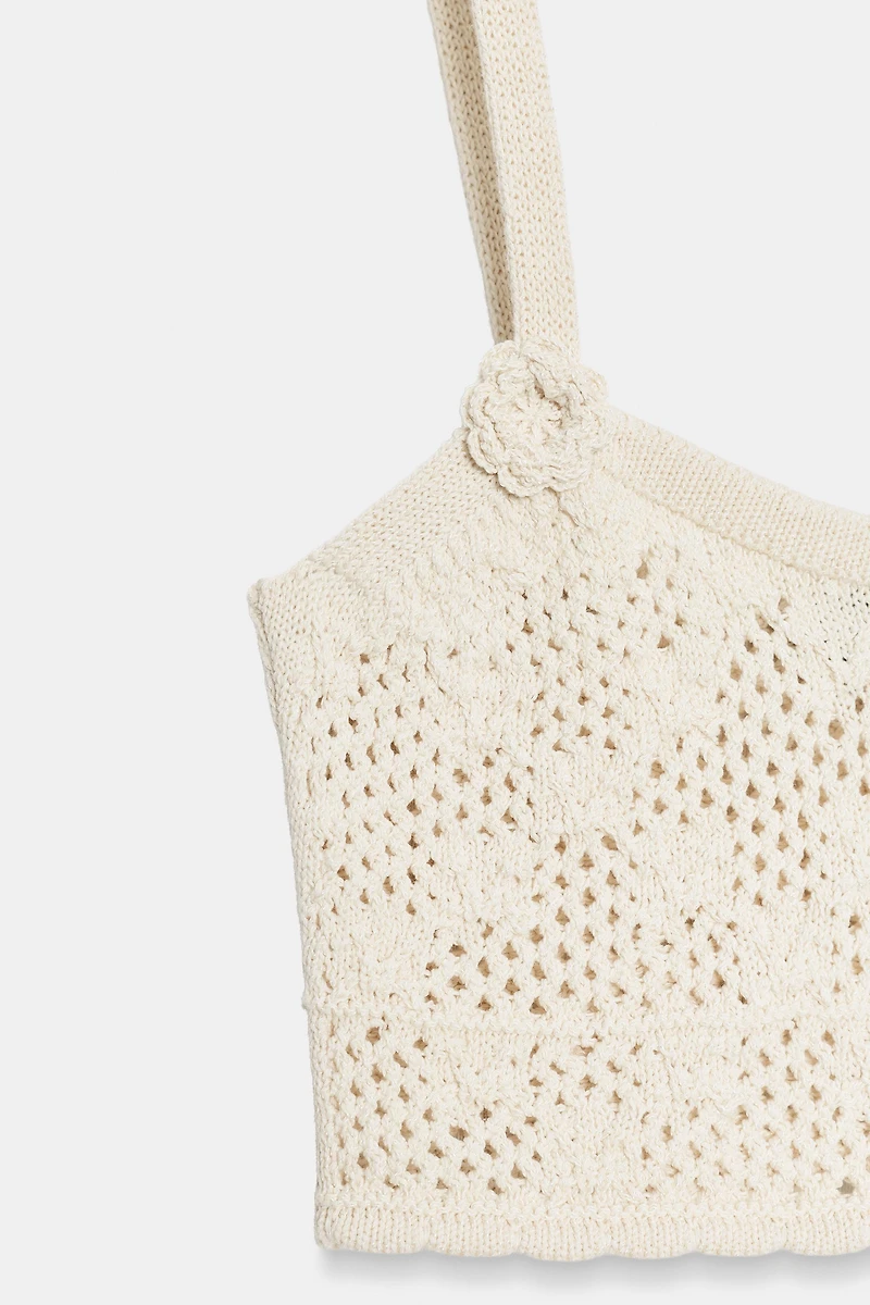 POINTELLE FLORAL KNIT TOP