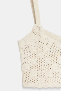 POINTELLE FLORAL KNIT TOP