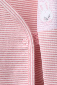 EMBROIDERED BUNNY STRIPED SARAOUL SHIRT AND PANTS SET