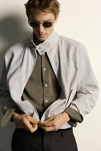 BLOUSON COURT À CARREAUX