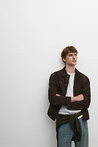 Suede leather pocket overshirt