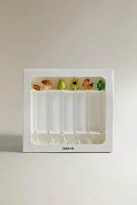 LOT DE 6 PETITES CUILLÈRES EN VERRE DE PÂQUES