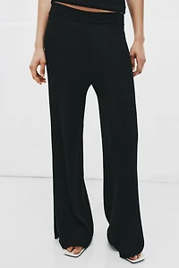 RIBBED WIDE LEG PANTS