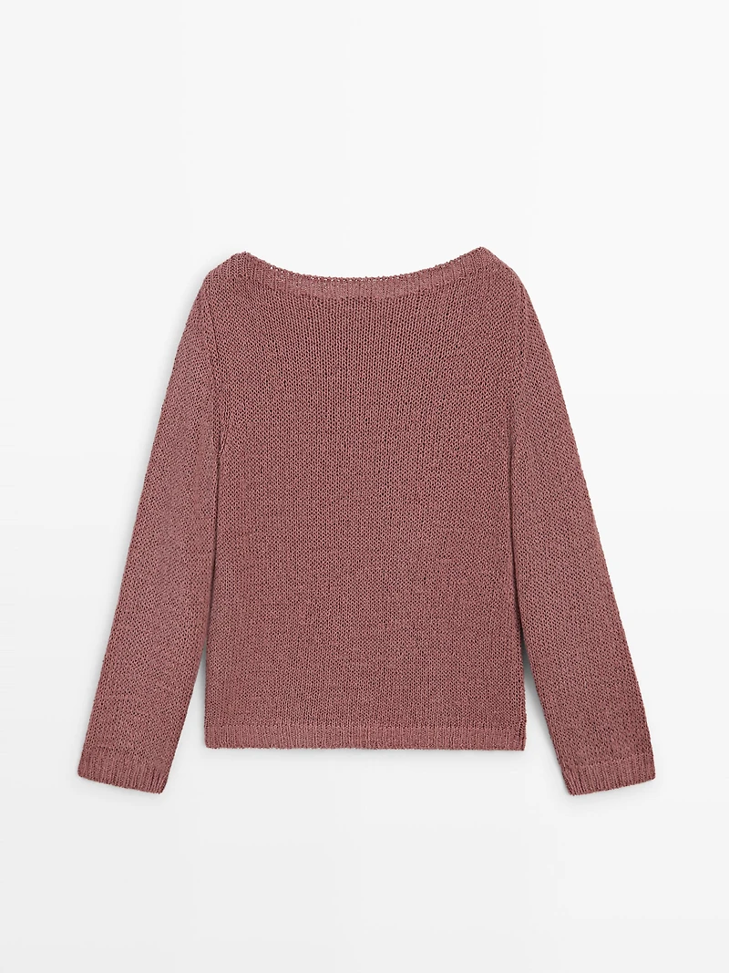 Boat neck knit sweater