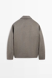 Wool blend overshirt with button detail