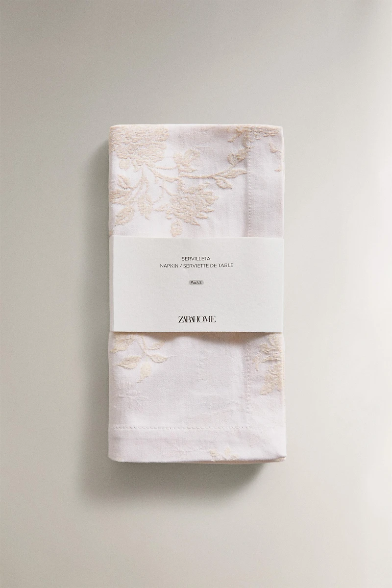 LOT DE 2 SERVIETTES TABLE EN COTON JACQUARD