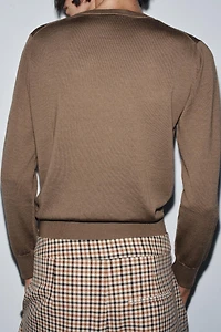 100% WOOL PLAIN KNIT SWEATER