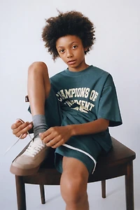 TEXT PRINT T-SHIRT AND BERMUDA SET