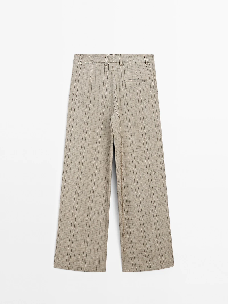 Check print suit trousers
