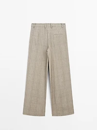 Check print suit trousers