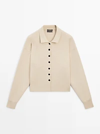 Cardigan maille coton col polo