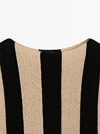 Striped cotton blend knit sweater