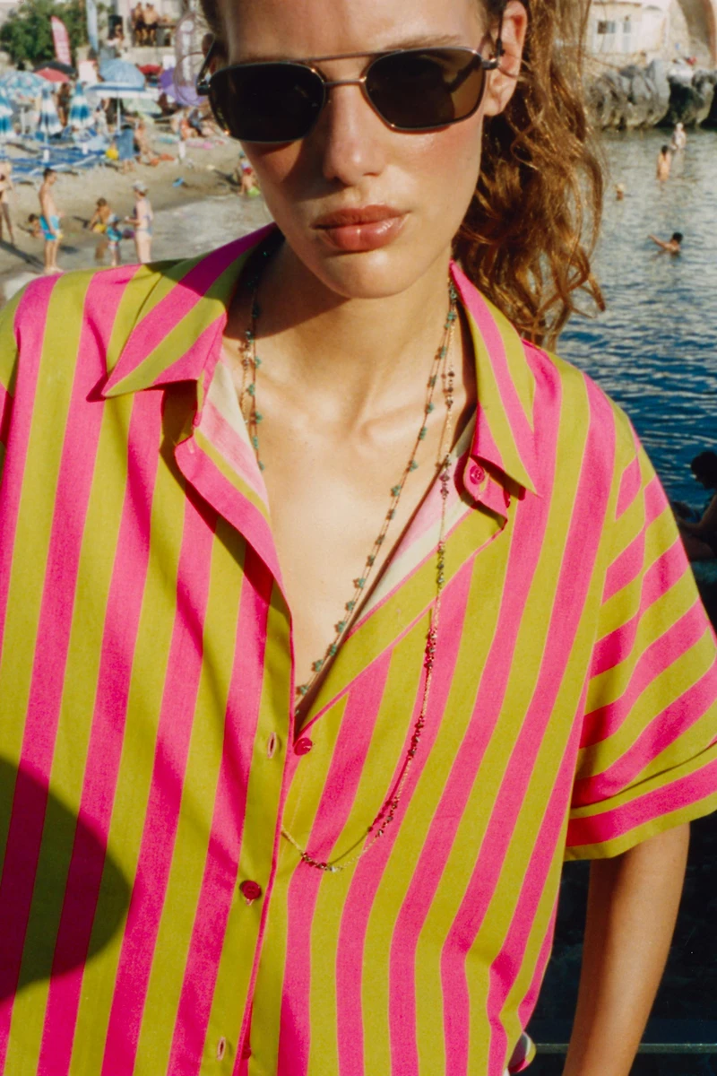 CHEMISE À RAYURES MANCHES COURTES