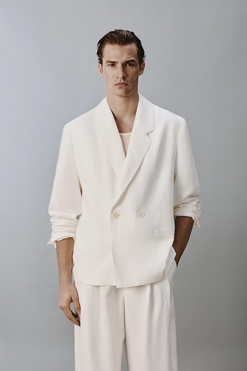 RELAXED FIT VISCOSE - LINEN SUIT BLAZER