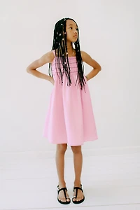 SMOCKED LINEN DRESS
