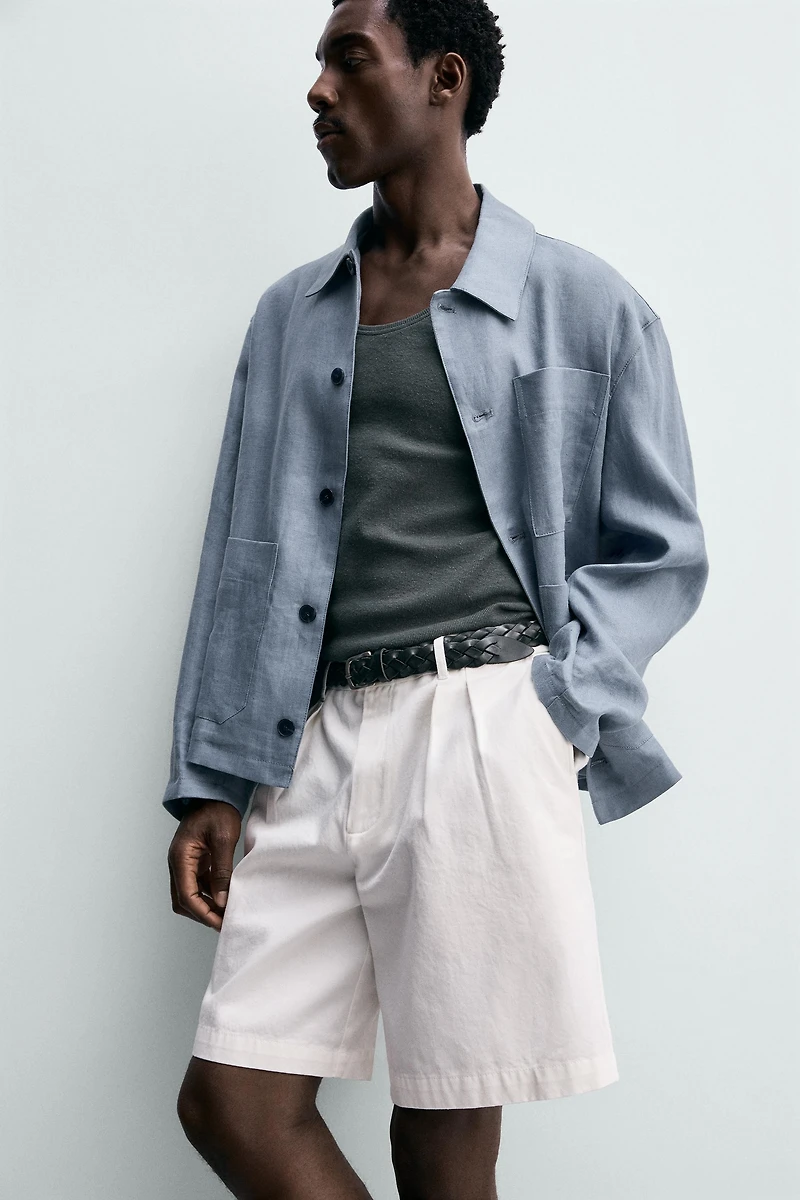 RELAXED FIT PLEATED SHORTS