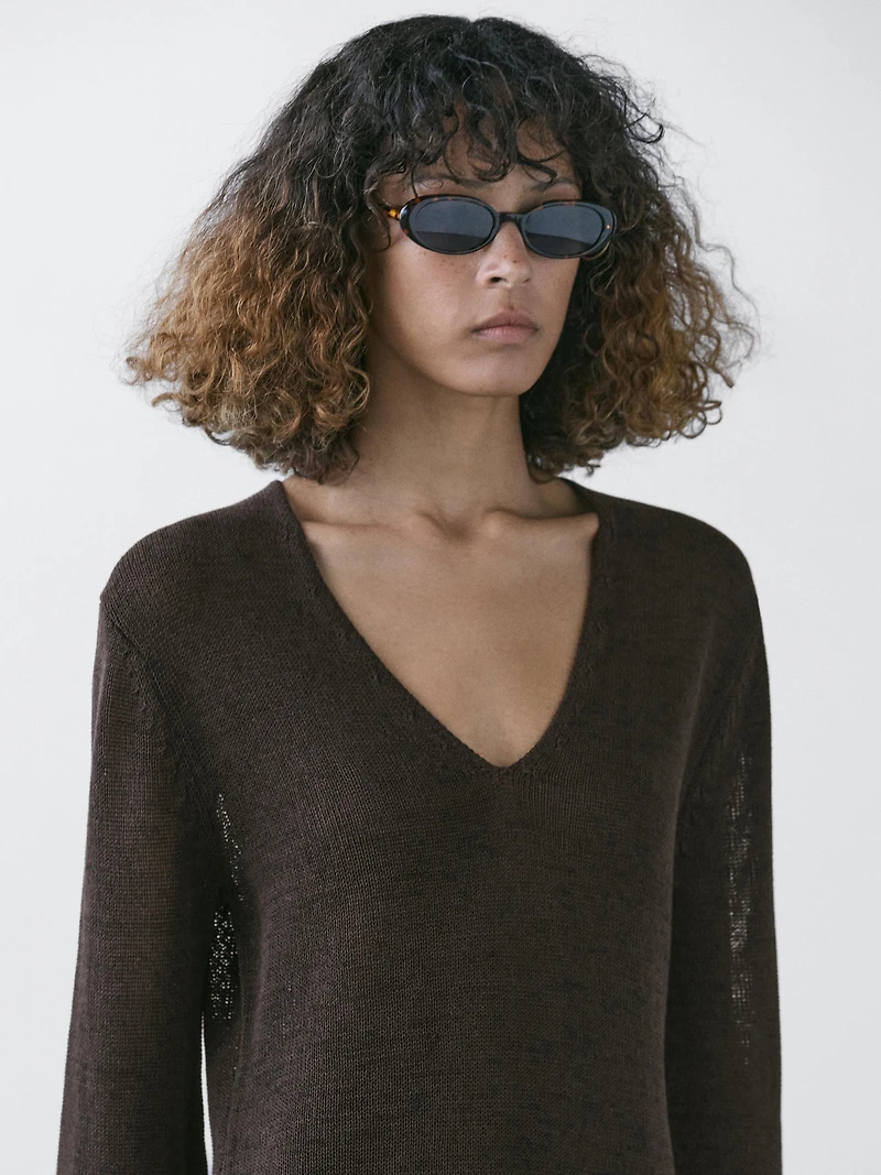 Robe en maille combinée avec du coton