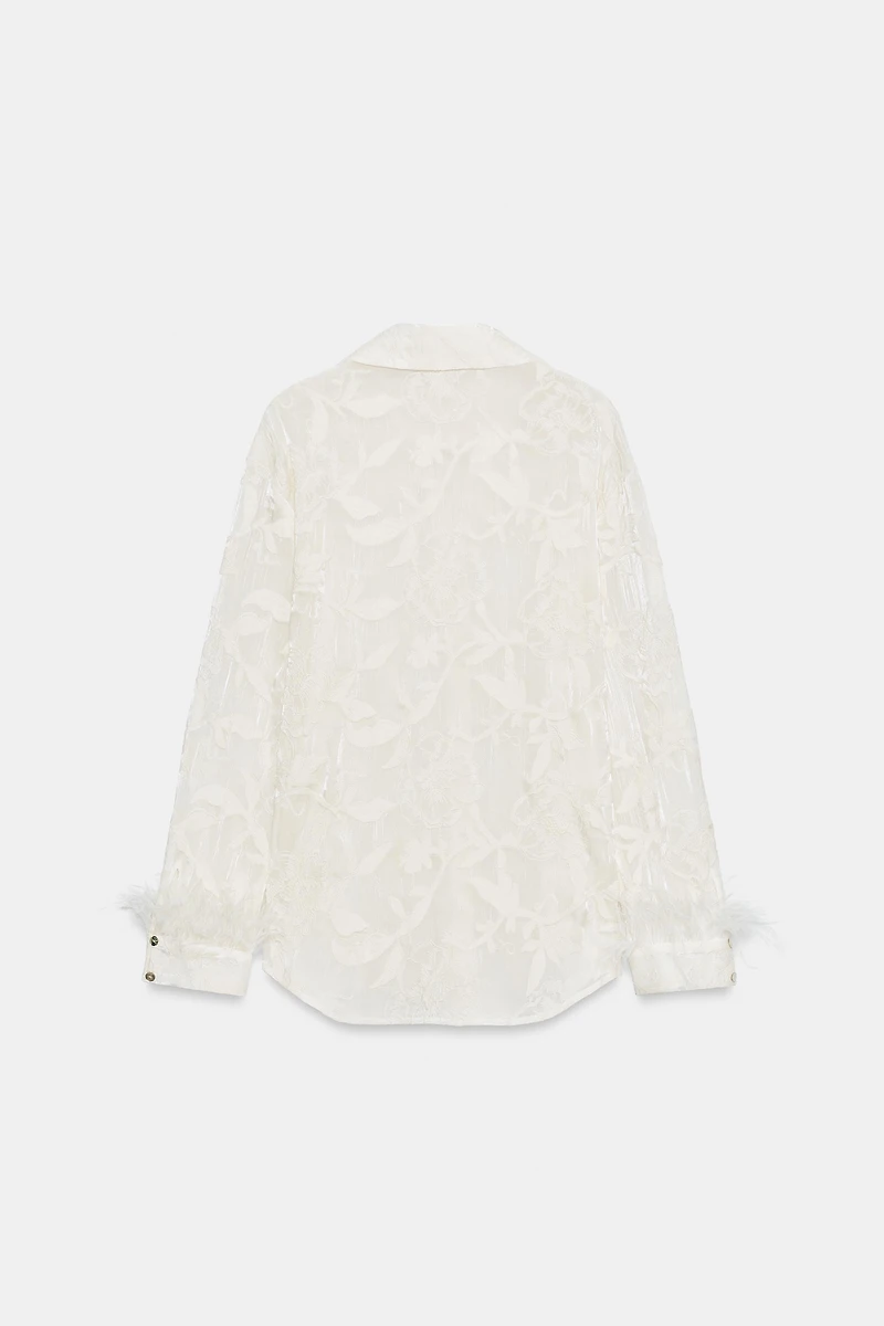 FEATHER EMBROIDERED SHIRT