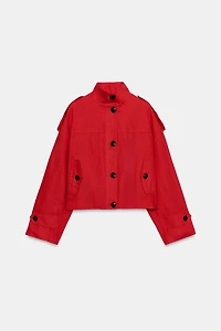 HIGH COLLAR LINEN JACKET