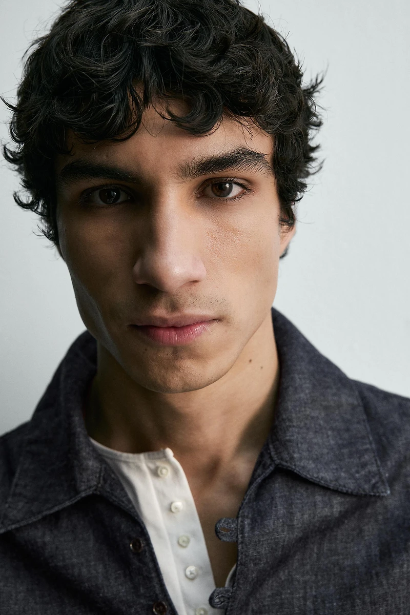 RELAXED FIT DENIM POLO SHIRT