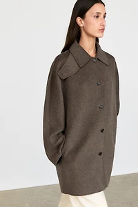 Melange wool blend coat