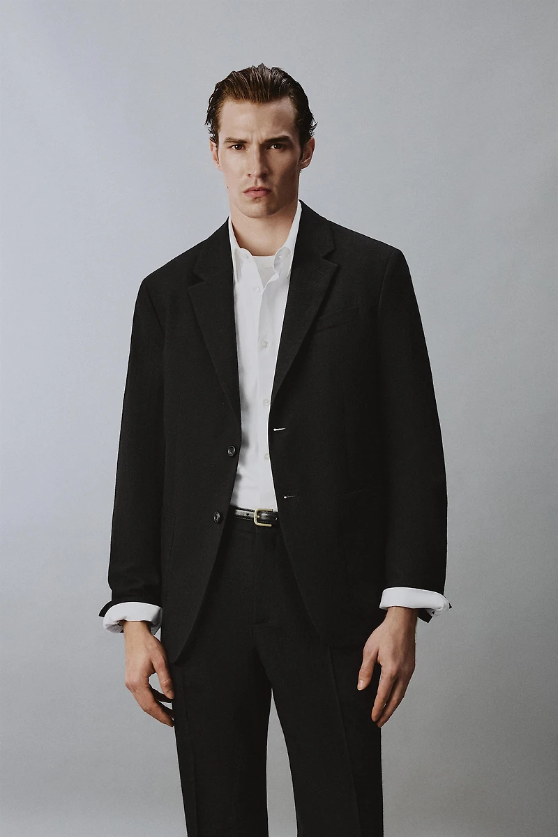 100% WOOL TEXTURED SUIT JACKET