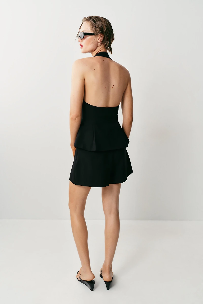 COVERED BUTTON HALTER VEST TOP