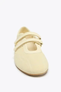 SATIN EFFECT TOPSTITCHED BALLET FLATS