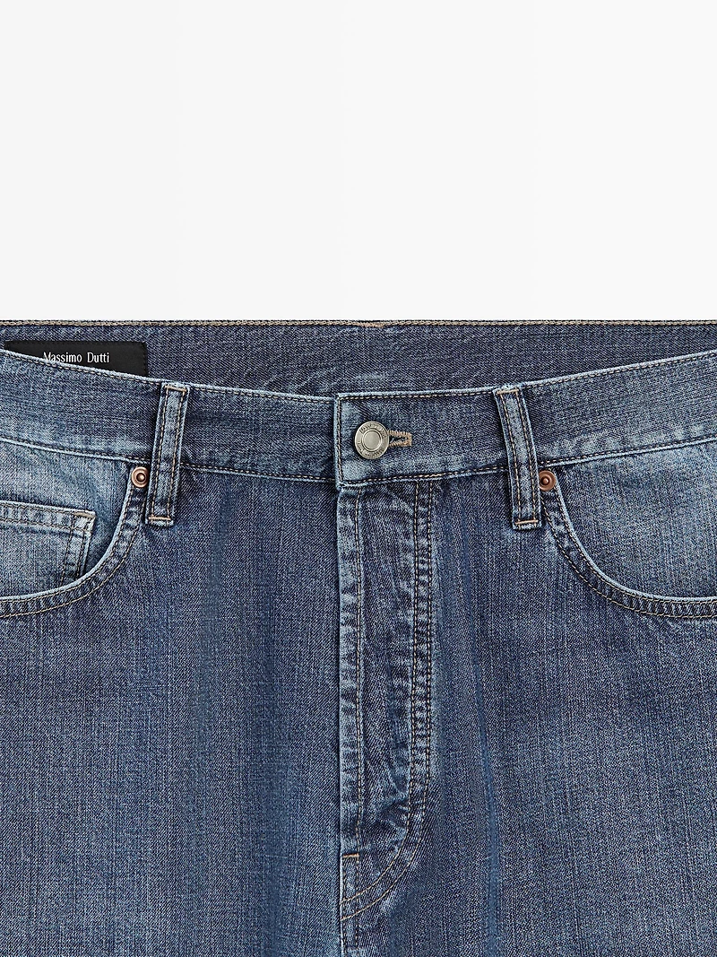 Lightweight straight-leg cotton jeans