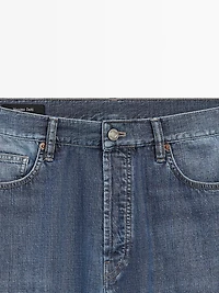 Lightweight straight-leg cotton jeans